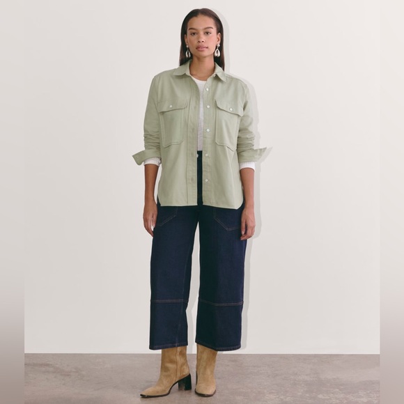 EVERLANE NWT The Boyfriend Shirt in Flannel, Seagrass, Size Medium - Picture 15 of 15